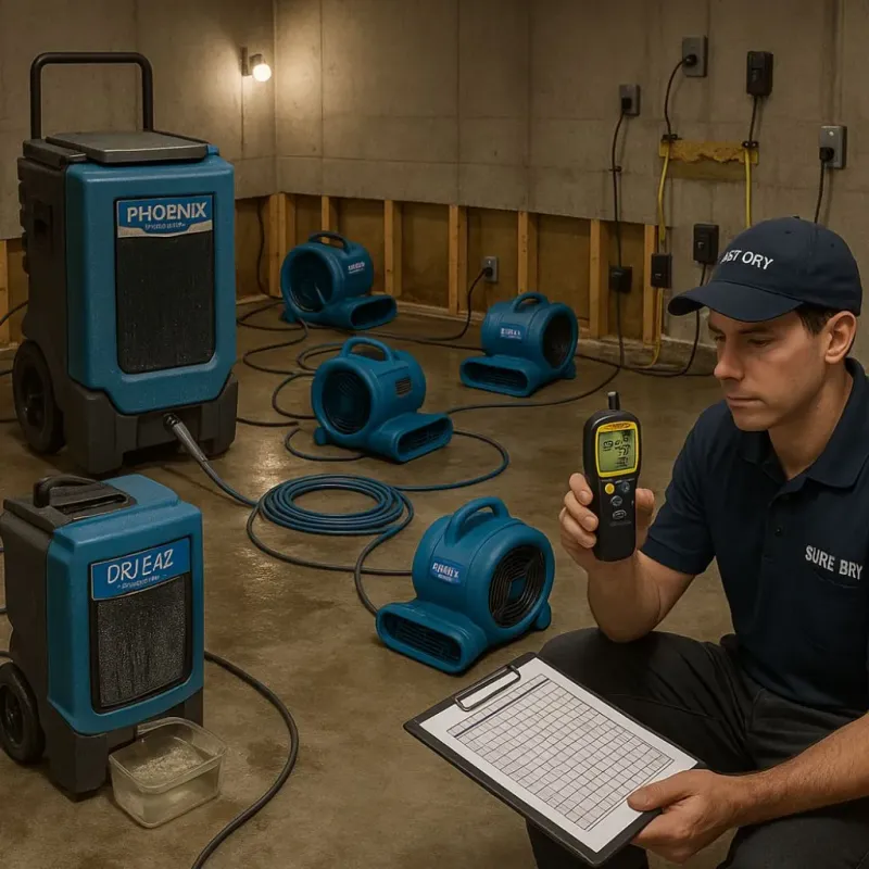 Structural Drying and Dehumidification process in Stanford, CA